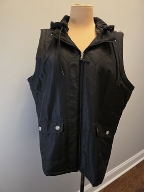 Sport Savvy Black Hooded Zip Up Outerwear Vest